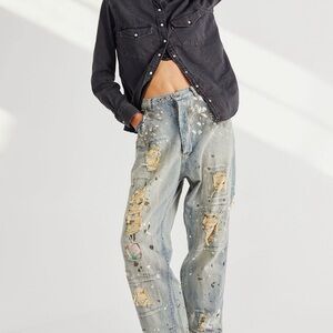 Magnolia Pearl “Calico” Paint-Splattered Boyfriend Jeans